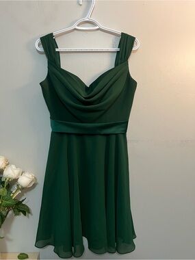 Pretty Maids Deep Green Cowl Neck Midi Dress